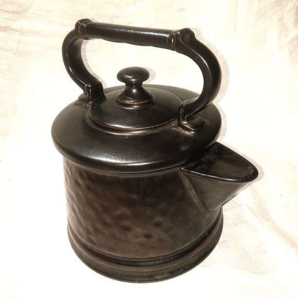 McCoy Vintage Cookie Jar Cabin Cottage Decor Rustic Bronze PotteryTeapot - Picture 3 of 8